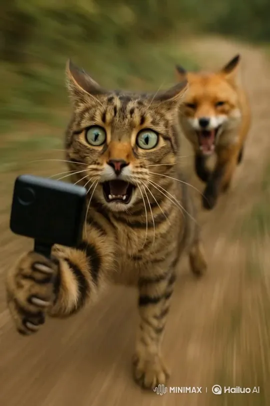 Fox Pursues Cat in High-Speed Escape Scene – AI Generated Video | Hailuo AI