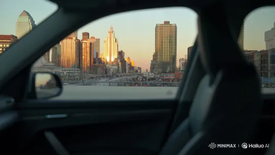 Cityscape to Open Road: Passenger's Journey – AI Generated Video | Hailuo AI