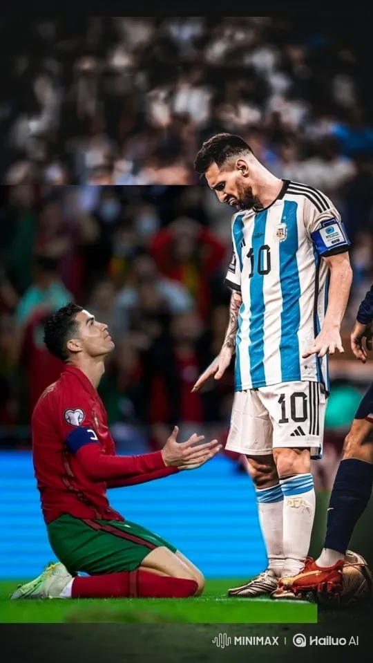 Cristiano Ronaldo Pleads to Lionel Messi in Dramatic Soccer Scene – AI Generated Video | Hailuo AI