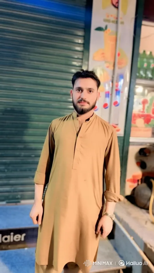 Serene Man in Traditional Kurta in Front of Shop – AI Generated Video | Hailuo AI