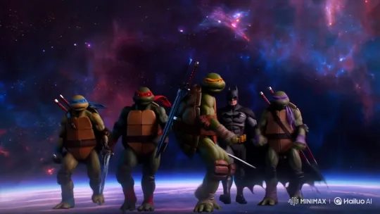 Teenage Mutant Ninja Turtles and Batman in Cosmic Battle – AI Generated Video | Hailuo AI
