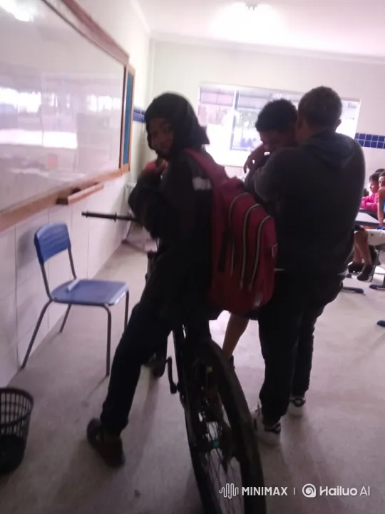 Bicycle Transforms into Motorcycle in Classroom Setting – AI Generated Video | Hailuo AI