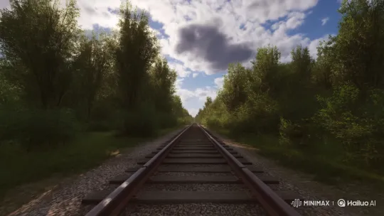 A Peaceful Walk Through Forest on Railroad Tracks – AI Generated Video | Hailuo AI