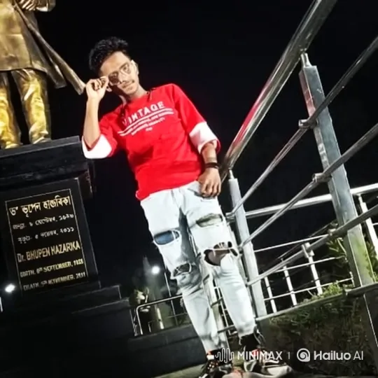 Young Man in Red Sweatshirt Poses at Night – AI Generated Video | Hailuo AI