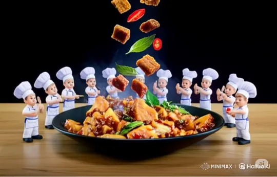 Magical Miniature Chefs Prepare a Steaming Dish – AI Generated Video | Hailuo AI