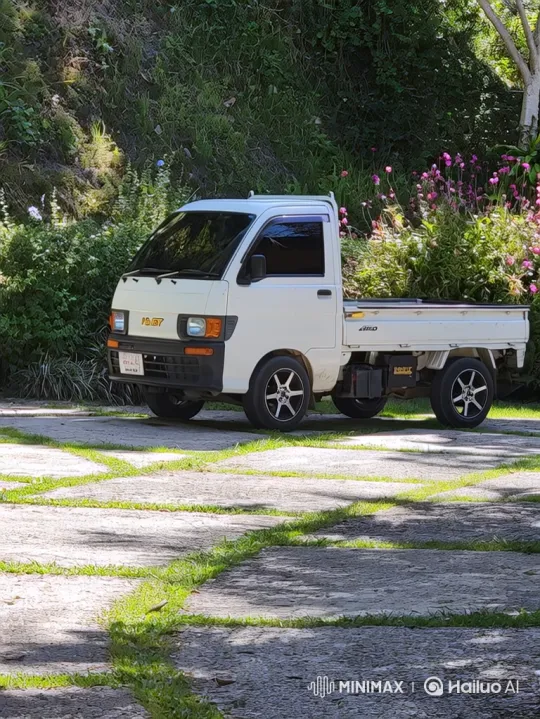 White Pickup Truck Simulates Air Suspension Lowering – AI Generated Video | Hailuo AI