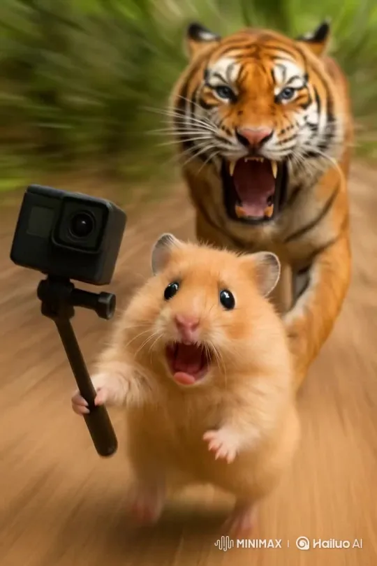 Tiger Rushes to the Mark – AI Generated Video | Hailuo AI