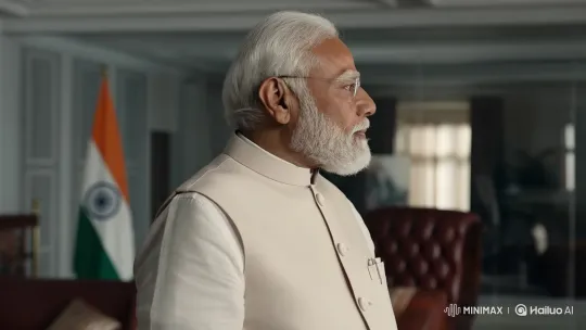 Formal Portrait of Narendra Modi with Subtle Camera Movement – AI Generated Video | Hailuo AI