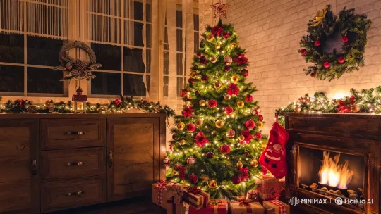 Man Saws Christmas Tree, Eats Top Half in Bizarre Scene – AI Generated Video | Hailuo AI