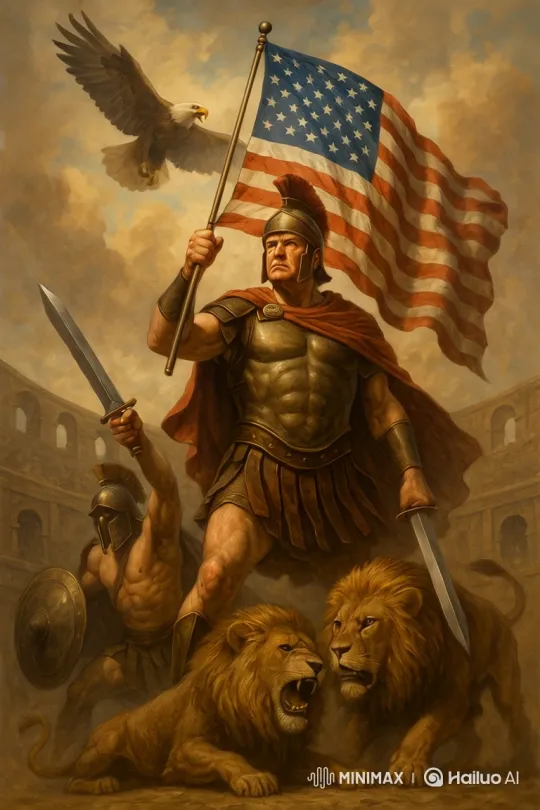 American Gladiator in Ancient Coliseum with Lions and Eagle – AI Generated Video | Hailuo AI
