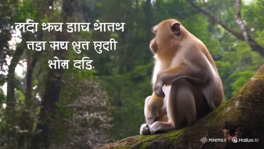 Monkey Gabru Waves at Viewers in Lush Forest – AI Generated Video | Hailuo AI