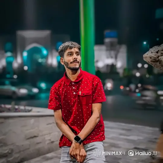 Young Couple's Romantic Embrace in Nocturnal City Square – AI Generated Video | Hailuo AI