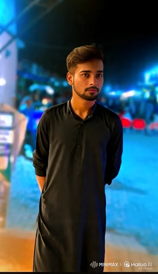 Young Man's Friendly Gaze in Nighttime Atmosphere – AI Generated Video | Hailuo AI