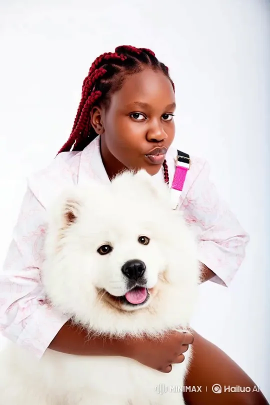 Human with White Chow Chow Dog Companion Video – AI Generated Video | Hailuo AI