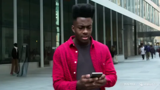 Anxious Young Man Awaits Ride in Bustling City – AI Generated Video | Hailuo AI