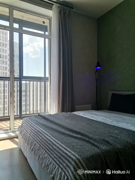 Modern Bedroom View of Cityscape with Gentle Breeze – AI Generated Video | Hailuo AI
