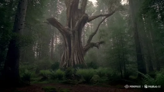 Ancient Forest: Majestic Tree's Downfall – AI Generated Video | Hailuo AI