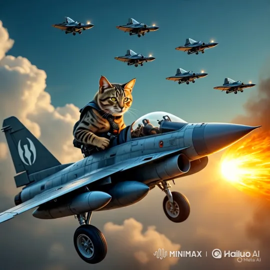 Tabby Pilot Defends Sky in Epic Jet Battle – AI Generated Video | Hailuo AI