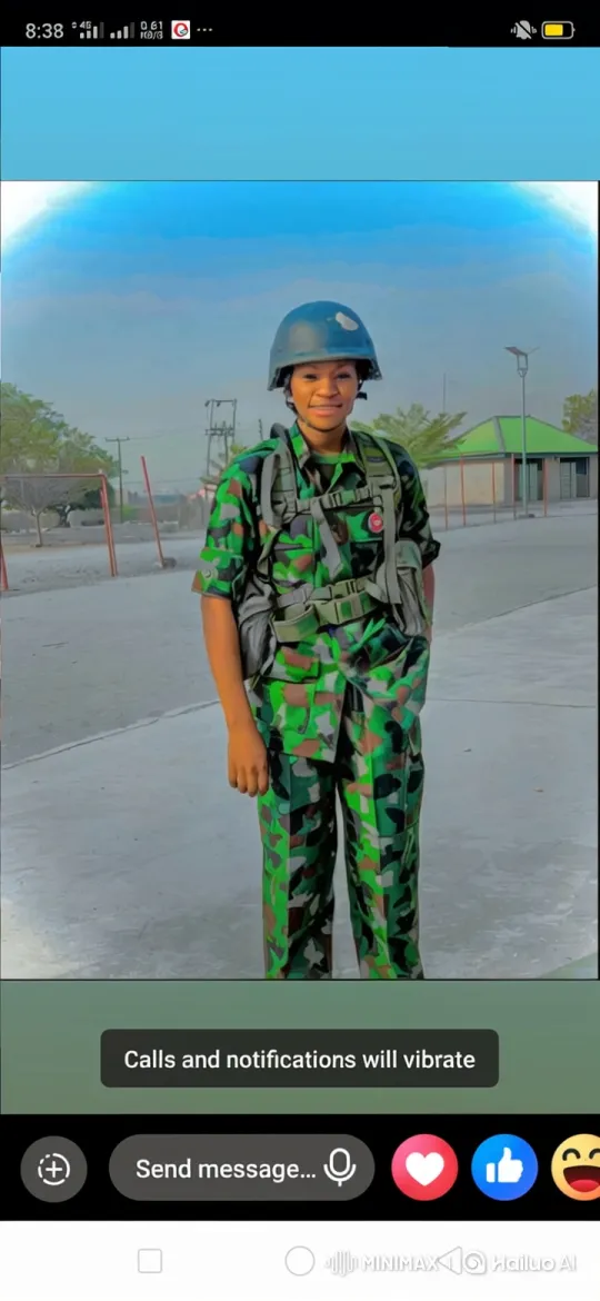 Young Woman in Military Uniform Standing Proudly – AI Generated Video | Hailuo AI