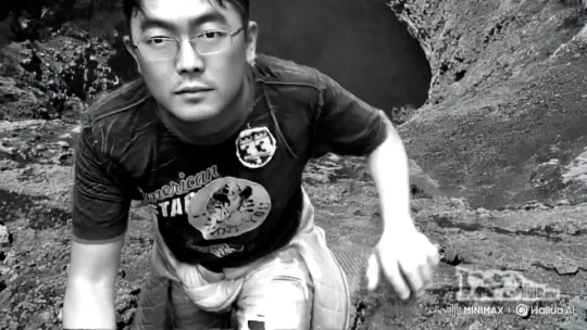 East Asian Man Climbs Near Erupting Volcano – AI Generated Video | Hailuo AI