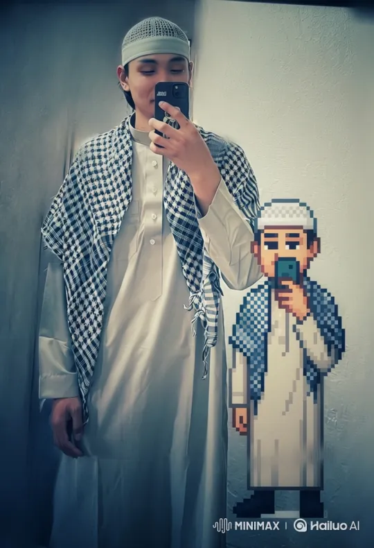 Young Man and His Pixelated Selfie Duo – AI Generated Video | Hailuo AI