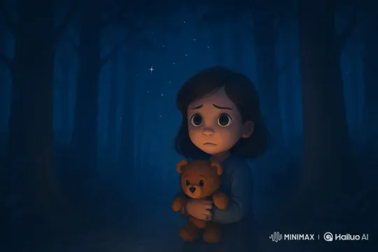 Lost Girl in Enchanted Forest Faces Night's Fears – AI Generated Video | Hailuo AI
