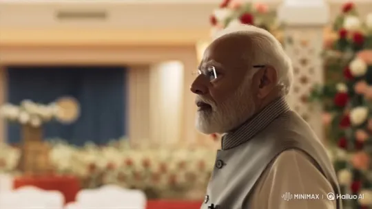 Indian PM Modi in Formal Setting Walk Tracking Shot – AI Generated Video | Hailuo AI
