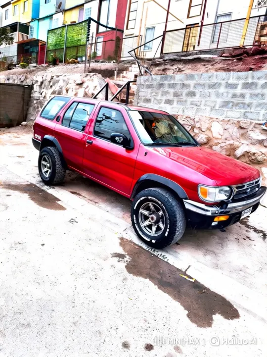 Red SUV Demonstrates Simulated Air Suspension Lowering – AI Generated Video | Hailuo AI