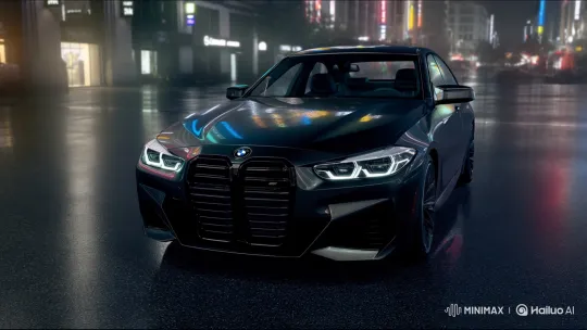 BMW Showcase: Nighttime City Drive Cinematics – AI Generated Video | Hailuo AI