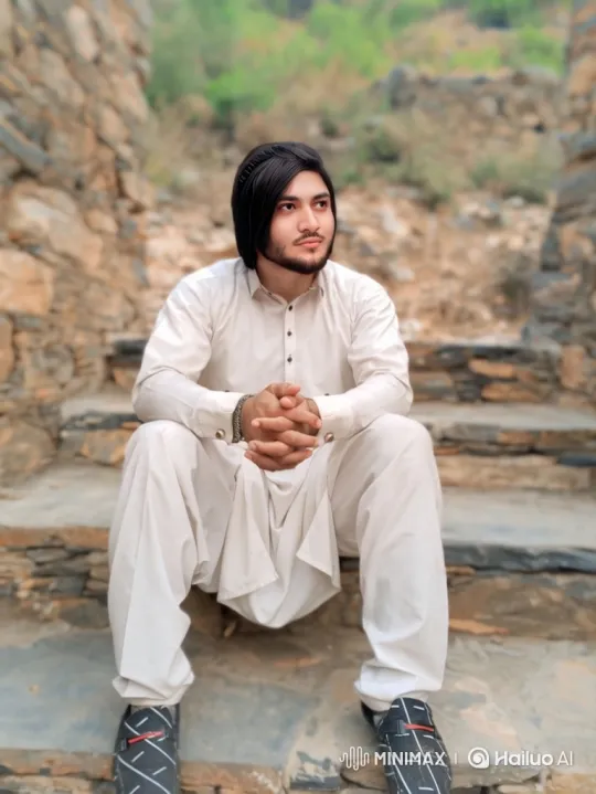 Traditional Couple Shares Serene Moment on Stone Steps – AI Generated Video | Hailuo AI