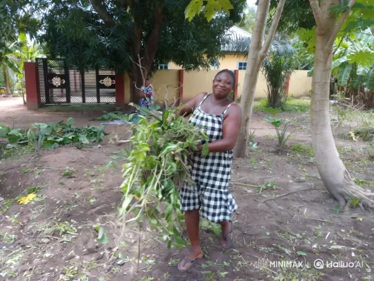 Woman Disposes of Yard Weeds with a Smile – AI Generated Video | Hailuo AI
