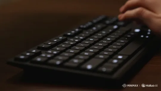 Typing 'Type Video' on a Backlit Keyboard – AI Generated Video | Hailuo AI