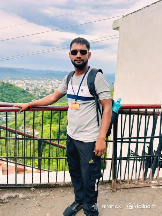 Man Contemplates Scenic Valley View in Intimate Portrait – AI Generated Video | Hailuo AI