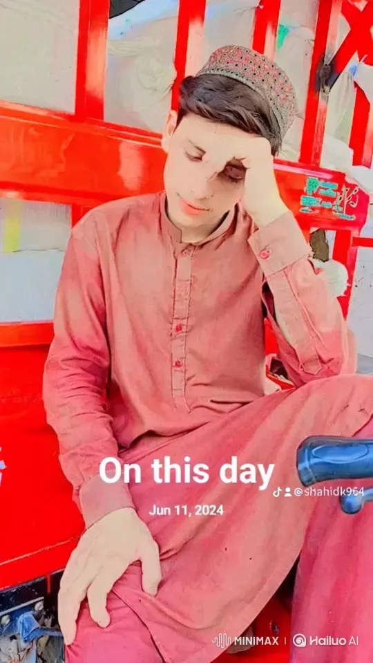 Young Man in Red Tunic Ponders Before Destructive Car Explosion – AI Generated Video | Hailuo AI