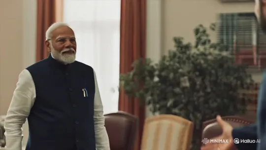 Prime Minister Modi's Formal Handshake in a Bright Office Setting – AI Generated Video | Hailuo AI