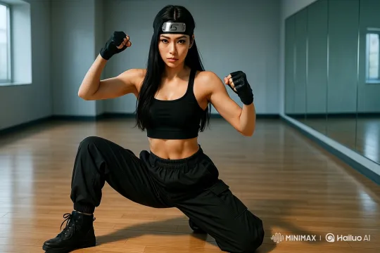 Powerful Female Dancer Performs Dynamic Martial Arts Routine – AI Generated Video | Hailuo AI