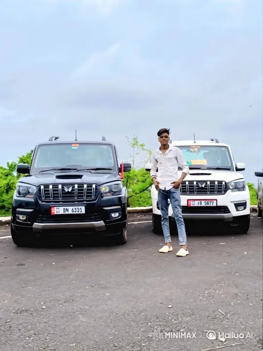 Young Man Poses Confidently Between Two SUVs – AI Generated Video | Hailuo AI