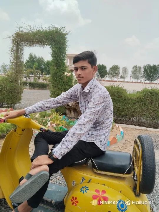Young Man on Scooter in a Peaceful Garden – AI Generated Video | Hailuo AI