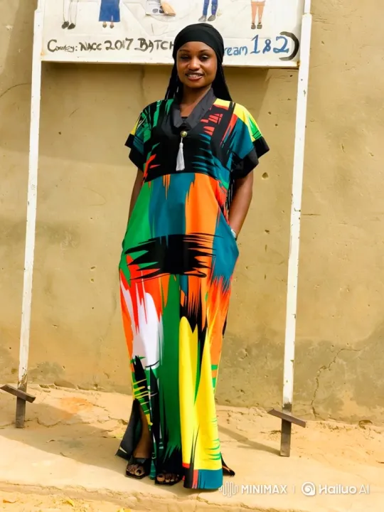 Woman in Vibrant Dress Walks Gracefully Across Frame – AI Generated Video | Hailuo AI