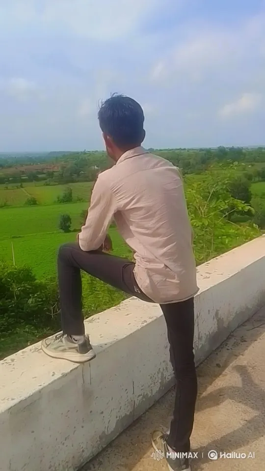 Young Man Reflects on Rolling Landscape – AI Generated Video | Hailuo AI