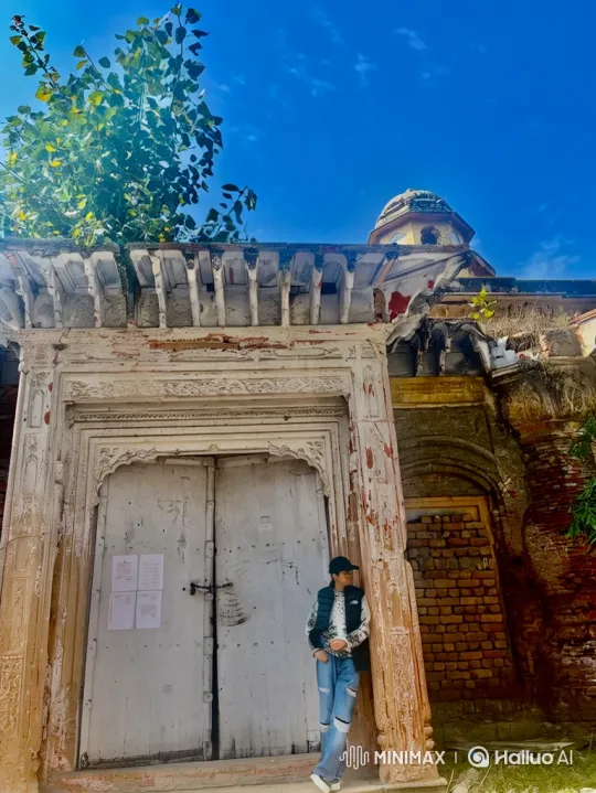 Young Person in Vintage Car Leaves Ancient Building – AI Generated Video | Hailuo AI