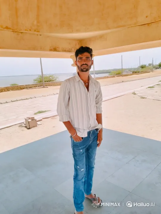 Young Man in Striped Shirt Stands Calmly Under Shelter – AI Generated Video | Hailuo AI