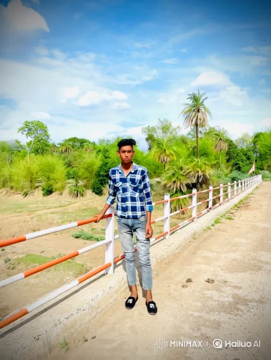 Young Man Meets Man Resembling Modi at Scenic Bridge – AI Generated Video | Hailuo AI