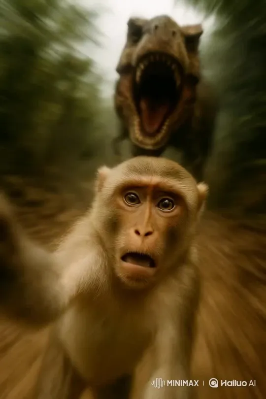 Monkey Mimics Human Selfie Pose with Invisible iPhone – AI Generated Video | Hailuo AI