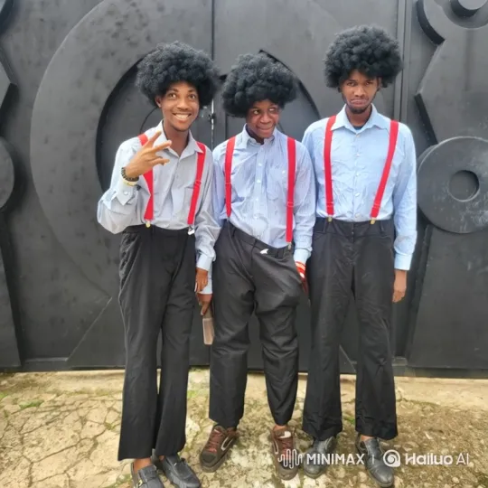 Three Men in Wigs Dance Synchronized in Humorous Skit – AI Generated Video | Hailuo AI
