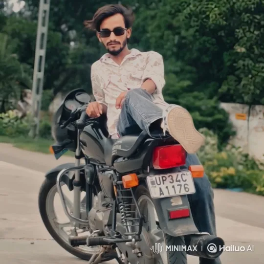 Young Man Embraces Well-Dressed Older Man by Motorcycle – AI Generated Video | Hailuo AI