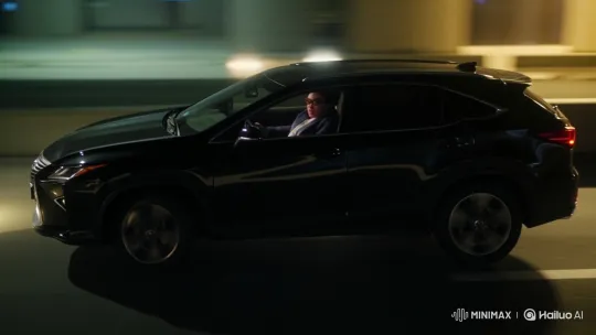 Night Drive: Modern SUV Glides Through Darkness – AI Generated Video | Hailuo AI