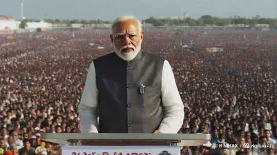 Narendra Modi's Inspiring Speech to a Massive Crowd – AI Generated Video | Hailuo AI