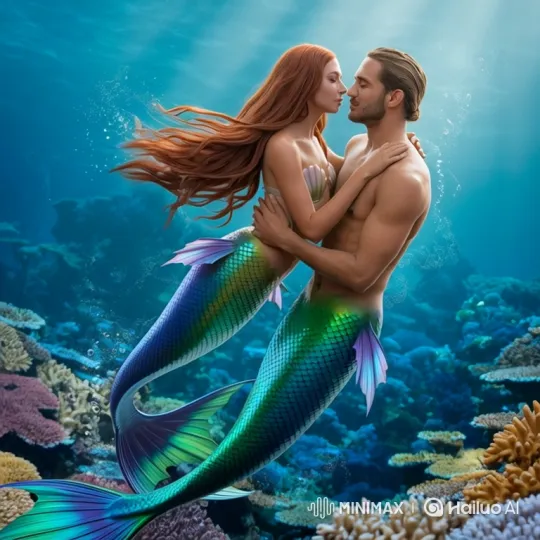 Underwater Romance: Mermaid and Merman's Intimate Kiss – AI Generated Video | Hailuo AI