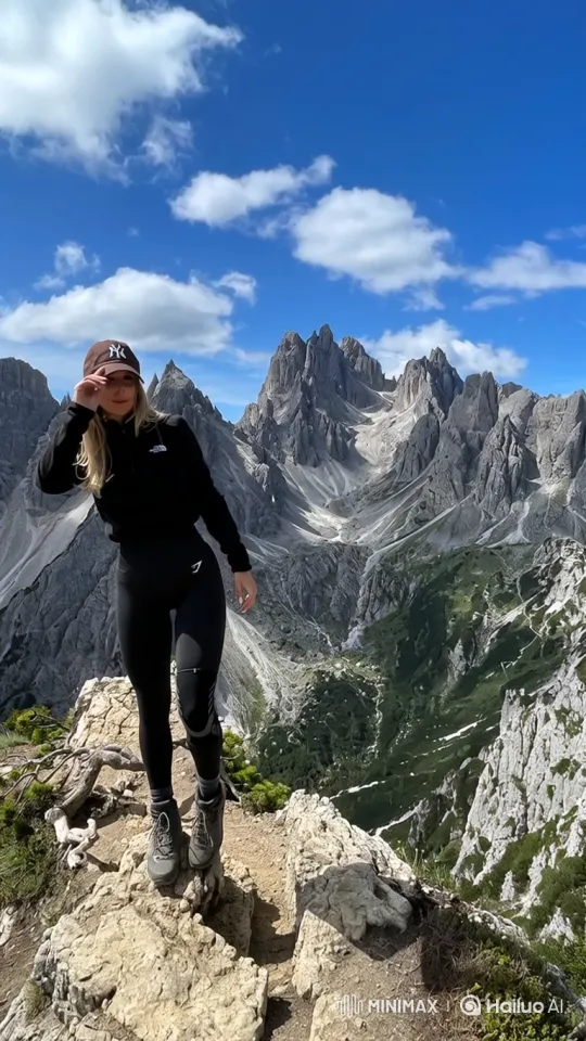 Woman on Mountain Summit to Earth from Space Panorama – AI Generated Video | Hailuo AI